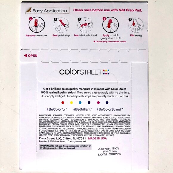 Color Street Nail Polish Strips in Aspen Sky light blue periwinkle blue manicure - Picture 3 of 4